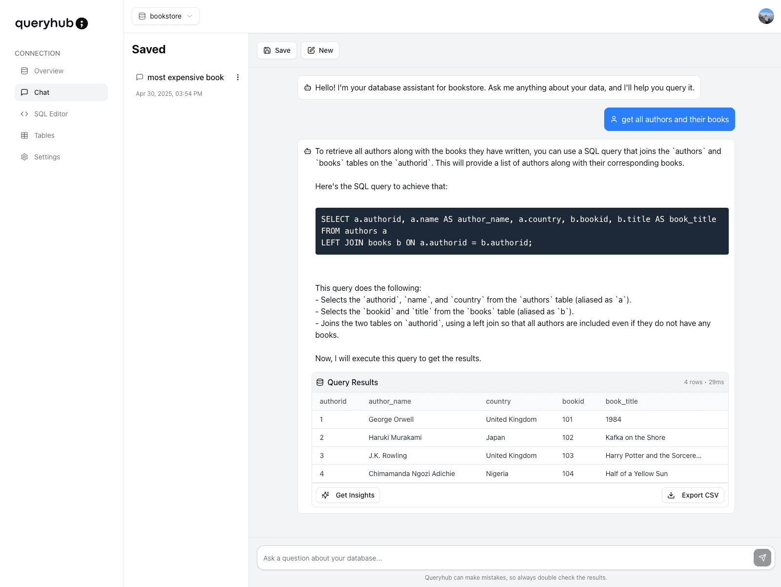 QueryHub Dashboard